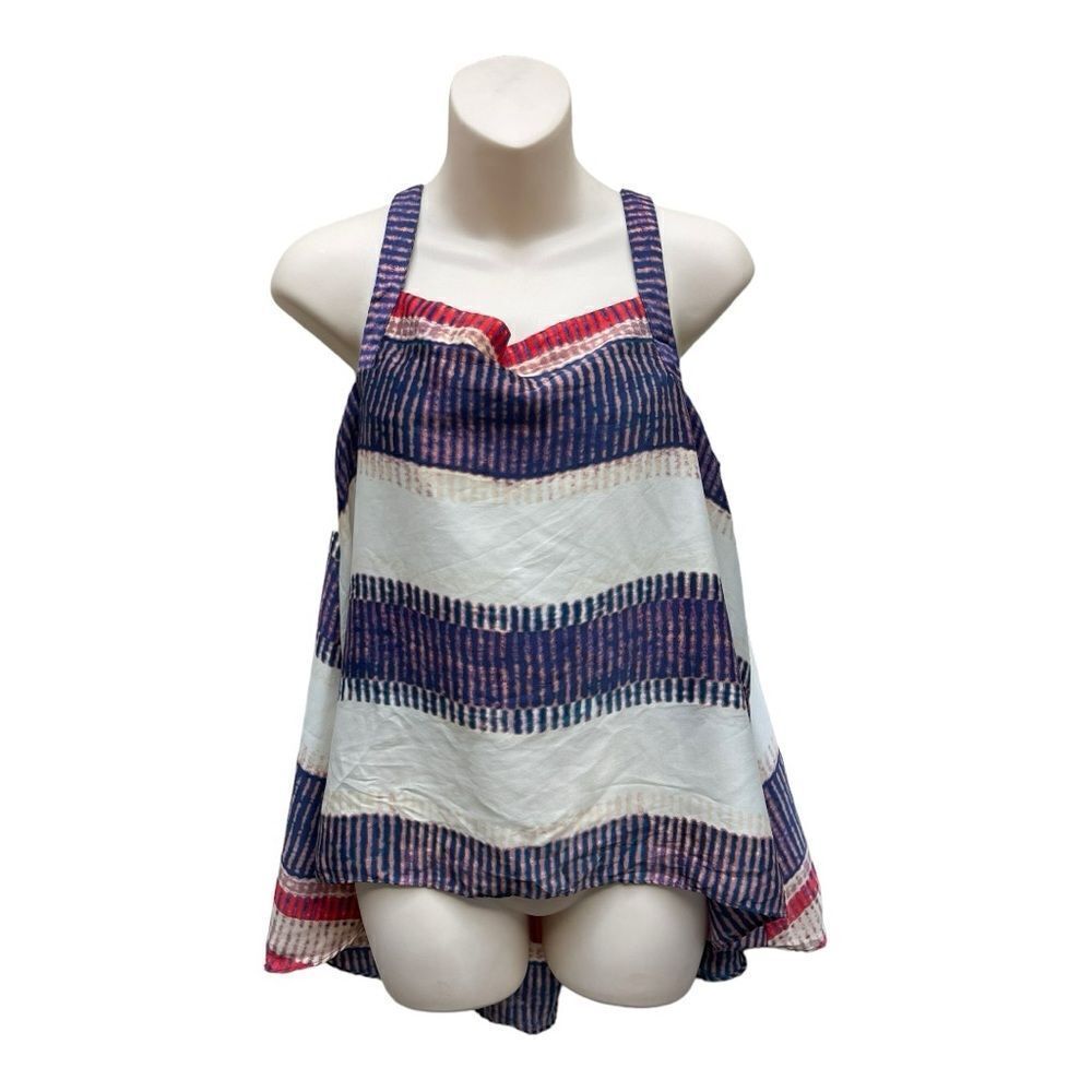 Rachel Rachel Roy Sleeveless Scoop-Neck Striped Loose Tank Top Blouse Sz L EUC